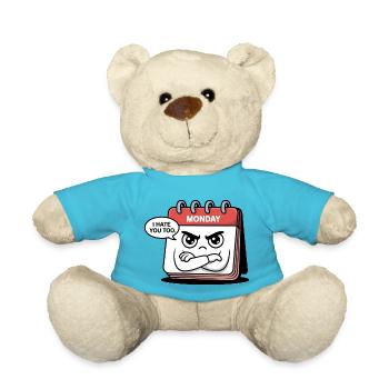 Monday Hates You Too Funny Calendar Day - Teddy Bear - atoll blue - Front