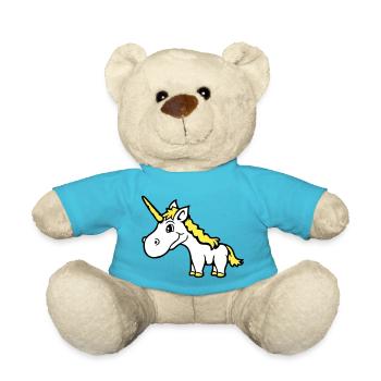 Licorne rose mignon mignon sympathique cheval de dessin animé - Nounours - bleu outremer - Devant