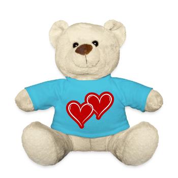 Symbole des cœurs amoureux - Nounours - bleu outremer - Devant