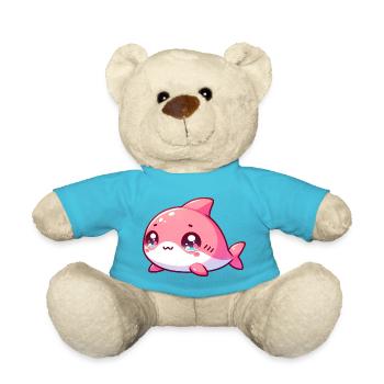 Breloque requin rose kawaii - Nounours - bleu outremer - Devant