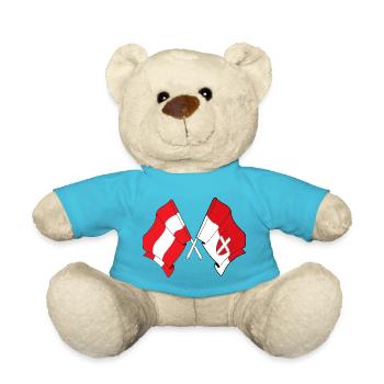Austria & Wien Crossed Flags - Teddy Bear - atoll blue - Front