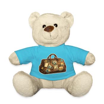 Autocollants vintage pour valises de voyage - Nounours - bleu outremer - Devant