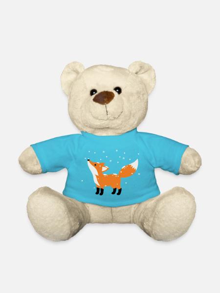 Süßer Fuchs im Winter minimalistischen Stil - Teddy - Atollblau
