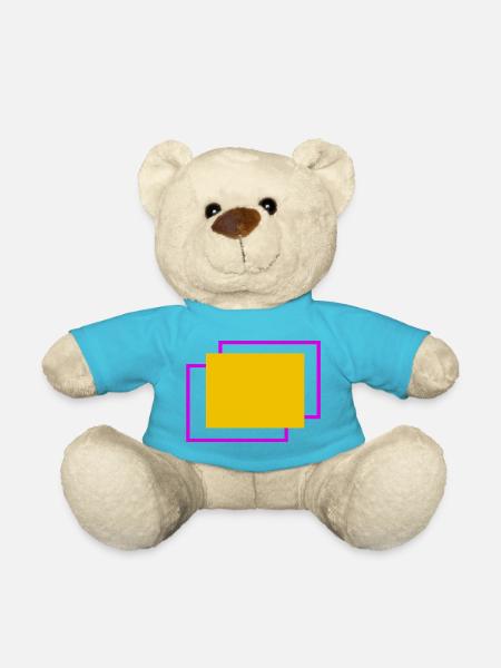Gelber und fuchsiafarbener gestaffelter Rahmen - Teddy - Atollblau