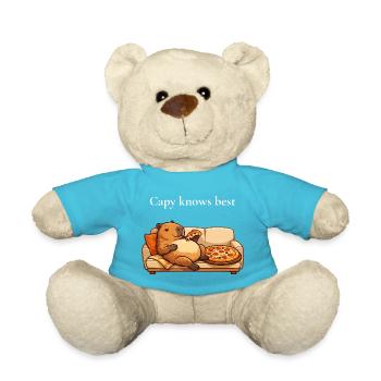 Capybara with pizza on sofa - Teddy Bear - atoll blue - Front