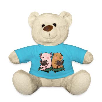 Niedliches Kawaii Buchliebhaber Axolotl Wasserschw - Teddy - Atollblau - Vorne