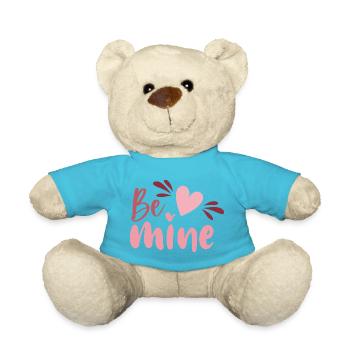 Be Mine Heart Script - Teddy Bear - atoll blue - Front