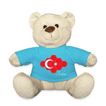 Hexagonal Turkey Flag Art - Teddy Bear - atoll blue - Front