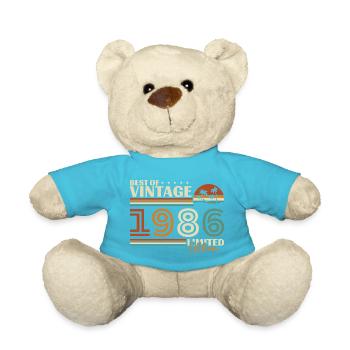 1986 Vintage Rétro Cadeau D'anniversaire - Nounours - bleu outremer - Devant