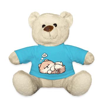 Pomeranian Pomeranian Pomeranian Spitz Dog Miniature Spitz Holder - Teddy Bear - atoll blue - Front