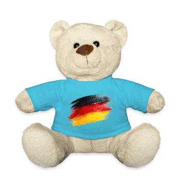 Titre du drapeau allemand en coups de pinceau - Nounours - bleu outremer - Devant
