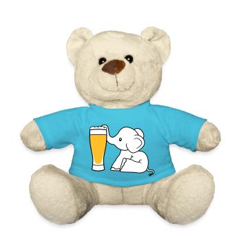elephant beer suck alcohol drink thirst drunk - Teddy Bear - atoll blue - Front
