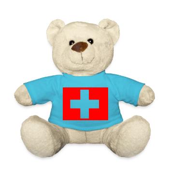 Lebensrettende medizinische Symbolik auf Kleidung - Teddy - Atollblau - Vorne