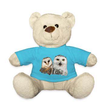 Schneeeule und Schleiereule - Teddy - Atollblau - Vorne