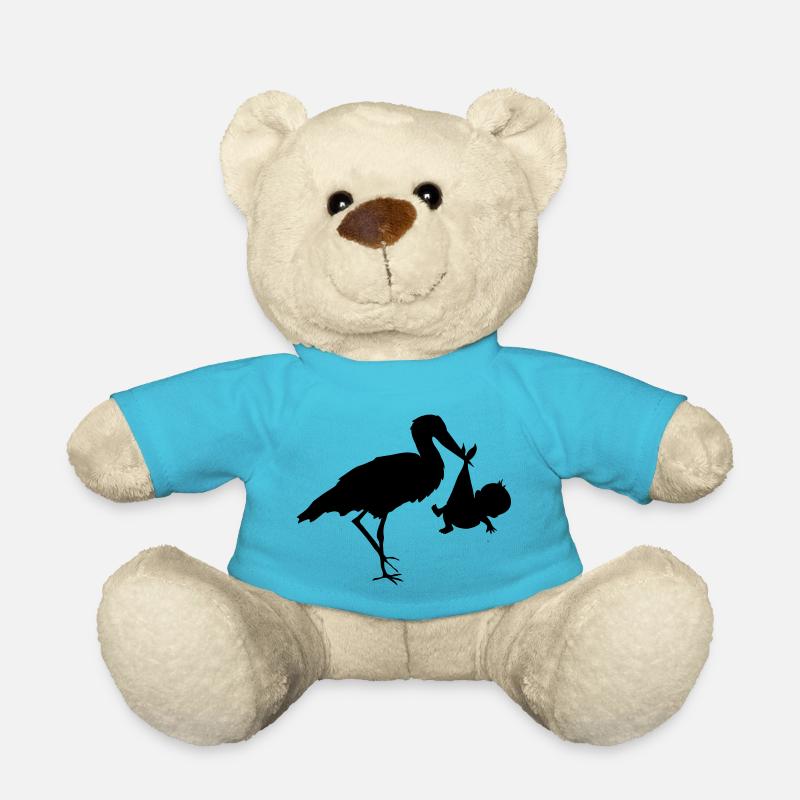 Bébé et cigogne - Nounours - bleu outremer