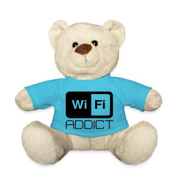 Wifi addict saying internet wifi text font - Teddy Bear - atoll blue - Front