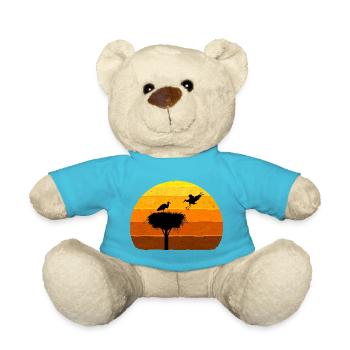 Storch, Horst, Störche, Sonnenuntergang Vogel Flug - Teddy - Atollblau - Vorne