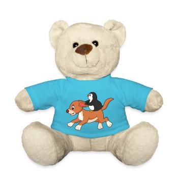 penguin riding a dog penguin dog king penguin - Teddy Bear - atoll blue - Front