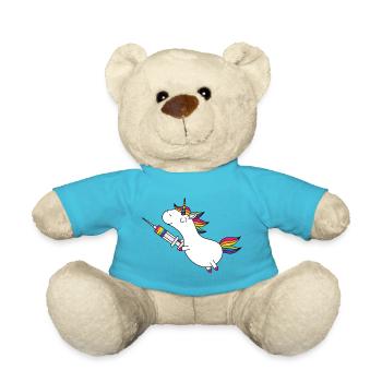 Immunicorn Einhorn mit Regenbogen Spritze - Teddy - Atollblau - Vorne