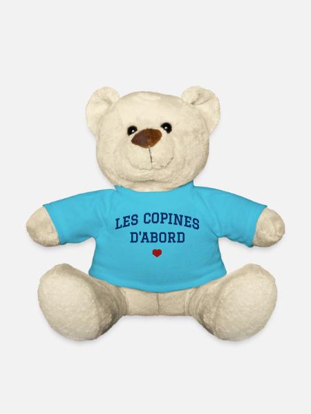 Les copines d'abord - cœur - Nounours - bleu outremer