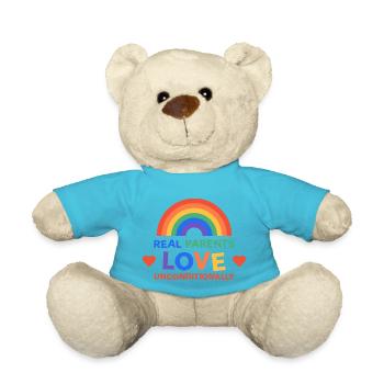 LGBTQ Eltern lieben bedingungslos Regenbogen - Teddy - Atollblau - Vorne