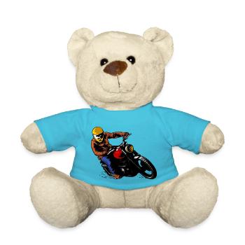 ride vintage motorcycle cornering - Teddy Bear - atoll blue - Front