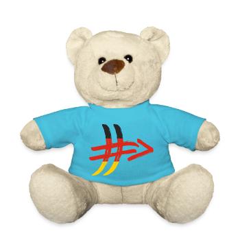 Deutschland Flagge Deutschlandflagge Hashtag EM WM - Teddy - Atollblau - Vorne
