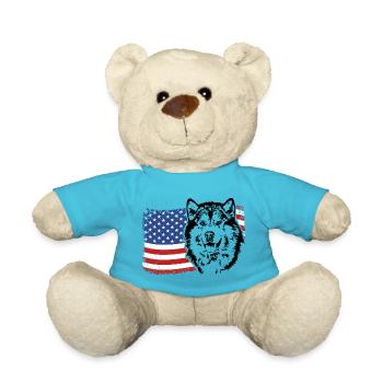 ALASKAN MALAMUTE Amérique Flag Dogs Wilsigns - Nounours - bleu outremer - Devant