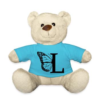 letter L butterfly - Teddy Bear - atoll blue - Front