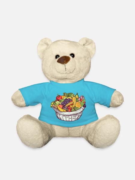 A basket filled with vegetables and fruit, transparent - Teddy Bear - atoll blue
