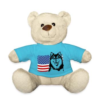 Finnischer Lapphund Amerika Fahne Hunde Wilsigns - Teddy - Atollblau - Vorne
