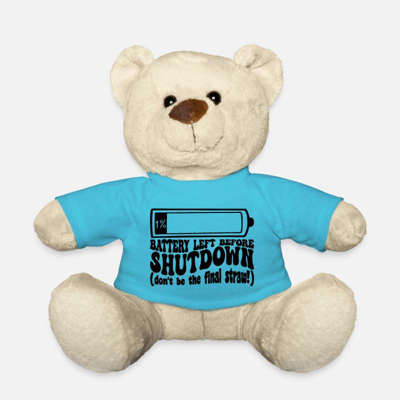 One percent battery before the shutdown - Teddy Bear - atoll blue