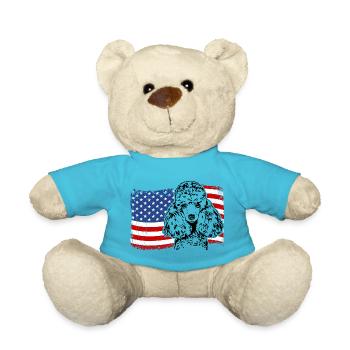 Zwergpudel Amerika Fahne Hunde Wilsigns - Teddy - Atollblau - Vorne