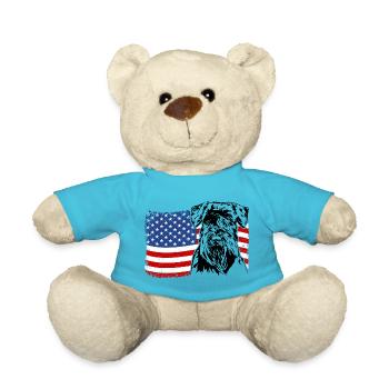 Schnauzer America Flag Dog Dogs Wilsigns - Teddy Bear - atoll blue - Front