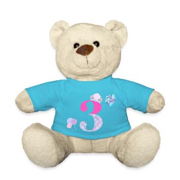 3rd birthday mermaid - Teddy Bear - atoll blue - Front