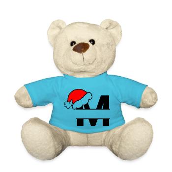 Christmas Alphabet Letter M to Personalise - Teddy Bear - atoll blue - Front