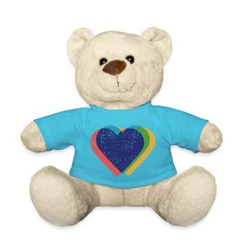 Hearts Colorful Risograph - Teddy Bear - atoll blue - Front