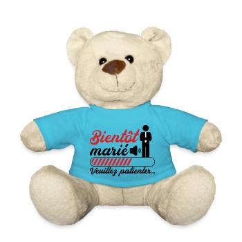 Bald heiraten Bitte warten - Teddy - Atollblau - Vorne