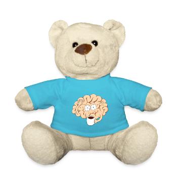 Illustration amusante d’un cerveau buvant du café - Nounours - bleu outremer - Devant
