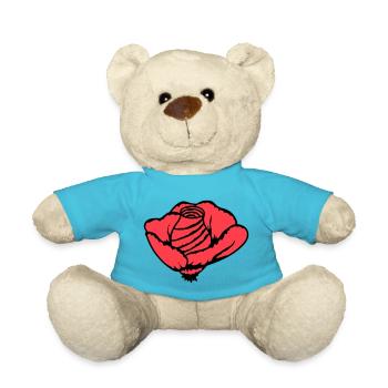Pretty Beautiful Rose Blossom Leaf Roses Romantic - Teddy Bear - atoll blue - Front