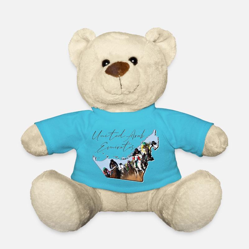 (VAE) Emirate Landkarte umrahmt Pferderennen EN - Teddy - Atollblau