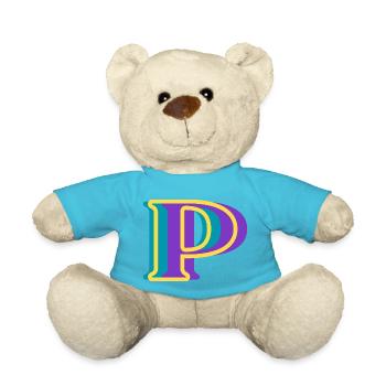 Multicolored letter p - Teddy Bear - atoll blue - Front