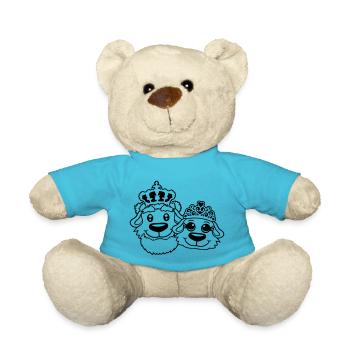 Two Dogs Crown King Queen Ruler Majesty - Teddy Bear - atoll blue - Front