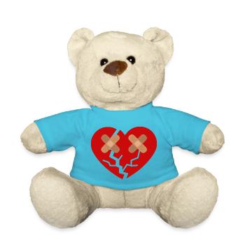Broken Heart with Band-Aid - Teddy Bear - atoll blue - Front