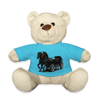 Carriage with modern chrome rims - Teddy Bear - atoll blue - Front