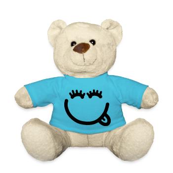 Visage drôle ludique avec des cils - Nounours - bleu outremer - Devant