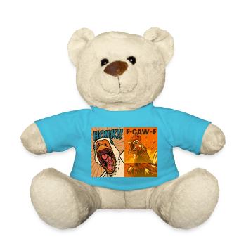 Honk and Caw Roosters Duo, Funny Goose and Chicken - Teddy Bear - atoll blue - Front