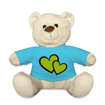 grünes Herz grün grüne Herzen Herzmuster - Teddy - Atollblau - Vorne
