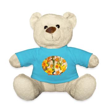 Sunny - Art ovale jaune éclatant de jonquilles - Nounours - bleu outremer - Devant