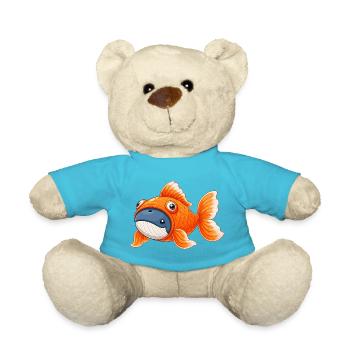 Cute Whale in Goldfish Costume - Teddy Bear - atoll blue - Front